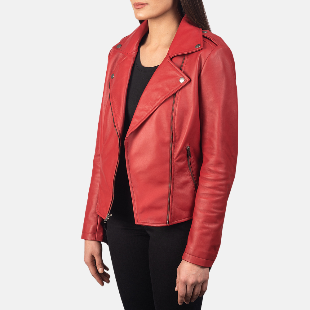 Women's Flashback Red Leather Biker Jacket